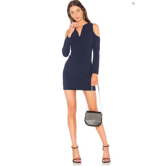 ALICE & OLIVIA Niko Bodycon Navy Off the Shoulder Dress in Sapphire // S - Picture 1 of 9